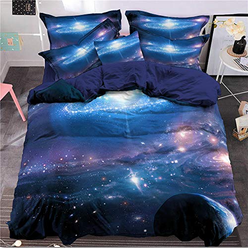 Bettbezug Set 3D Galaxy Sternenhimmel Universum Mond Duvet Quilt Und Kissenbezug für Kinder, Jungen, Mädchen Bettwäsche Set (Stil #6, 135 x 200 cm) von DXSX