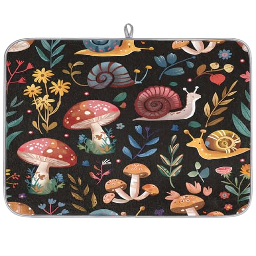DXTKWL Abtropfmatte für Küchentheke, buntes Schnecken-Abtropfgestell, saugfähig, rutschfest, Abtropfmatte, Kaffee-Bar-Matte, 45,7 x 61 cm von DXTKWL