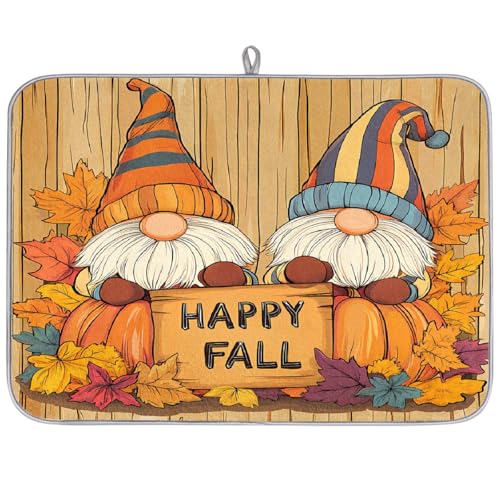 DXTKWL Happy Fall Abtropfmatte für Küchentheke, niedlicher Zwerg, Kürbisse, Ahorn, Abtropfmatte, saugfähig, rutschfest, Abtropfmatte, Kaffee-Bar-Matte, 45,7 x 61 cm DXTKWL Happy Fall Abtropfmatte für Küchentheke, niedlicher Zwerg, Kürbisse, Ahorn, Abtropfmatte, saugfähig, rutschfest, Abtropfmatte, Kaffee-Bar-Matte, 45,7 x 61 cm von DXTKWL