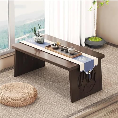 DXYDZSWD Klappbarer Esstisch, multifunktionaler quadratischer niedriger Couchtisch aus Bambus im japanischen Stil, for Sitzen auf dem Boden im Schlafzimmer mit Erkerfenster(B,31.5x15.7x11.8in) von DXYDZSWD