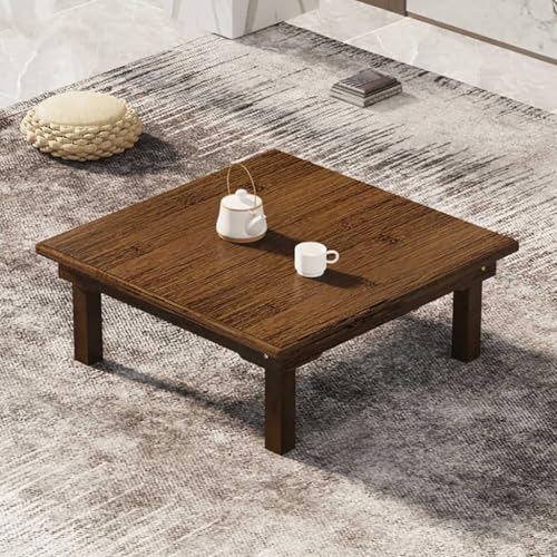 DXYDZSWD Klappbarer Esstisch, quadratischer niedriger Teetisch aus Bambus im japanischen Stil, Computertisch, for Sitzen auf dem Boden, Schlafzimmer, Erkerfenster(80x80x32cm) von DXYDZSWD