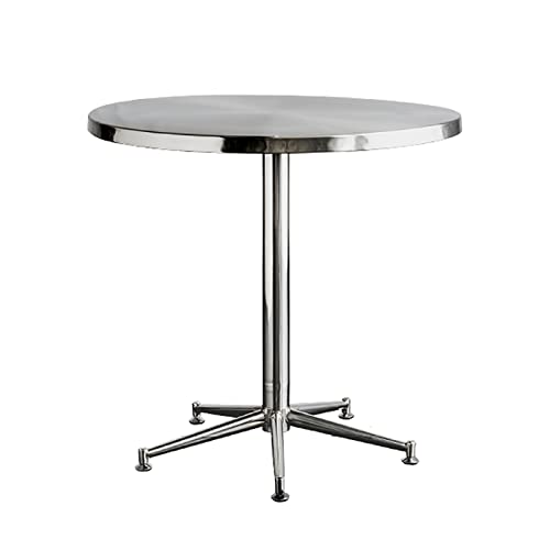 DXYDZSWD Runder Esstisch, Verhandlungstisch aus Edelstahl im nordischen Stil, for Ausstellungsbar, Rezeption, Café, Milchteeladen (Φ80x75cm) von DXYDZSWD