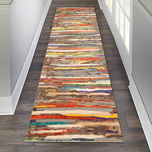 Läufer Teppich Flur rutschfest Multicolor Schmale Läufer Teppich 60 cm 70 cm 80 cm 100 cm Breite, Bereich Teppiche für Küchenhalle Treppen, Rutschfeste Waschbare Teppichläufer Passage Weiche Touch Bod von DXZ-Design