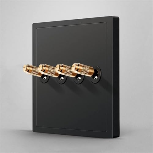 Antiker Kippschalter, Schalttafel aus Massivholz, 2-Wege-Zwischenschalter 86 Wandtyp 110-250 V Hebelschalter The WallsSolid Copper Lever(4 Gang) von DXZXDJIU
