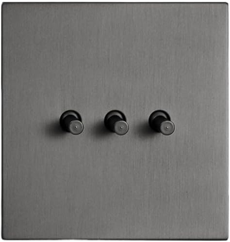 Antiker Kippschalter, Schalttafel aus Massivholz, Edelstahl Panel Hebel 86 Typ Kippschalter Lampe Schalter Handgemachte Dual Control Wand Kippschalter(3 Gang) von DXZXDJIU
