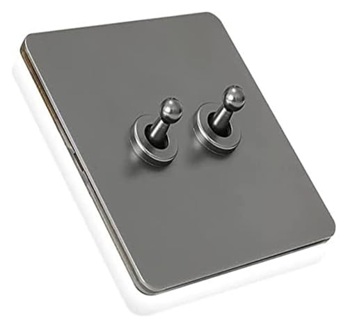 Antiker Kippschalter, Schalttafel aus Massivholz, Massives Messing 86 Typ Europäischer Innenschalter Panel 2-Wege Einzel-Doppelsteuerung Lichthebelschalter(2 Gang) von DXZXDJIU