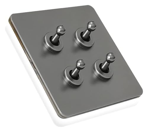 Antiker Kippschalter, Schalttafel aus Massivholz, Massives Messing 86 Typ Europäischer Innenschalter Panel 2-Wege Einzel-Doppelsteuerung Lichthebelschalter(4 Gang) von DXZXDJIU