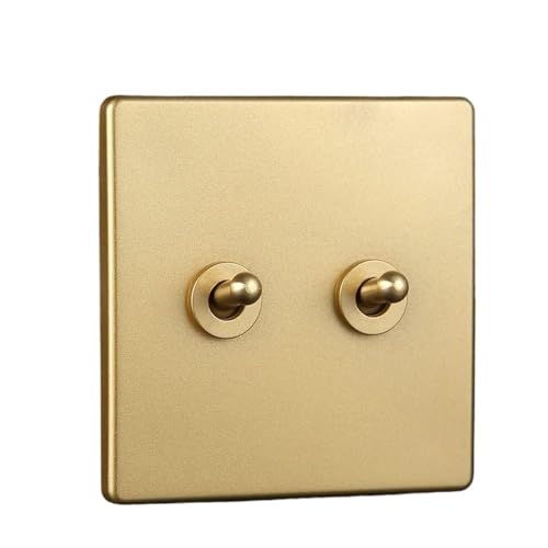 Antiker Kippschalter, Schalttafel aus Massivholz, Schalter Antiker Hebel-Kippschalter Typ 86 Massives Kupfer 10A Wandschalter Handgefertigt Ein offener Kippschalter mit Doppelsteuerung(2 Gang) von DXZXDJIU