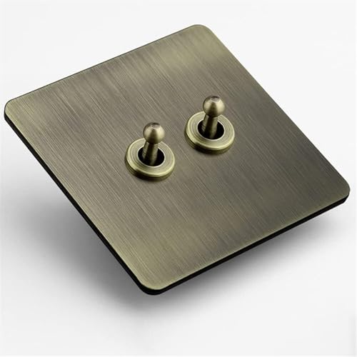 Antiker Kippschalter, Schalttafel aus Massivholz, Schalter Handgefertigt Ein Offener Dual Control Solid Copper 10A Wand Kippschalter Lichtschalter Antik 86 Typ Hebel(2 Gang) von DXZXDJIU