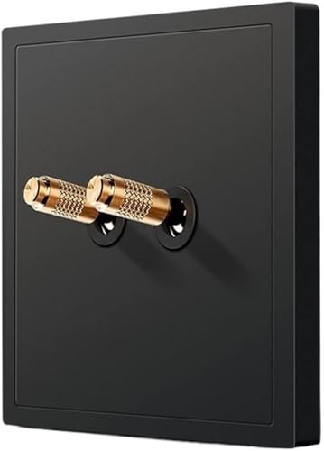Antiker Kippschalter, Schalttafel aus Massivholz, Schalter Mattschwarz Wand Ein Offen Dual Control Toggle Licht 86 Typ 10A Zwischen(2 Gang) von DXZXDJIU