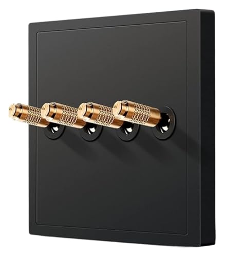 Antiker Kippschalter, Schalttafel aus Massivholz, Schalter Mattschwarz Wand Ein Offen Dual Control Toggle Licht 86 Typ 10A Zwischen(4 Gang) von DXZXDJIU