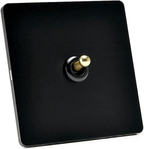Antiker Kippschalter, Schalttafel aus Massivholz, Stahl Schalter Panel Schwarz 2 Weg Einzigen Doppel Control Lampe Hause 86 Typ Antike Messing Schalter Edelstahl(1 Gang) von DXZXDJIU
