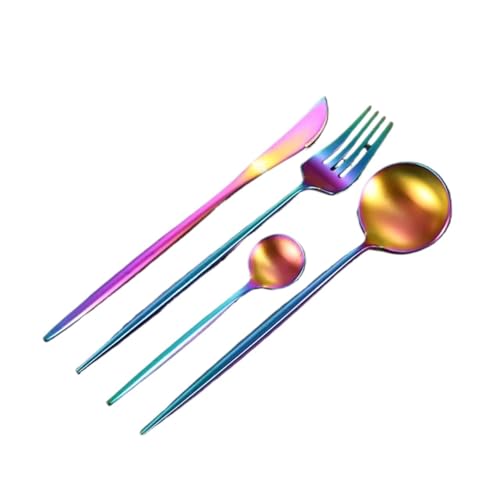 DXZXDJIU 4-teiliges portugiesisches Besteckset aus Edelstahl – Messer, Gabeln und Löffel in Mattschwarz und Gold for Elegantes Essen(Coloured) von DXZXDJIU