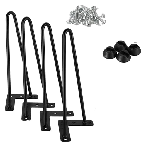 DXZXDJIU Haarnadel-Tischbeine zum Selbermachen – Beine für Möbel aus Industriestahl für moderne Tische – Set mit 4 Schrauben und kostenlosen Schutzfüßen (12 Zoll 30 cm) von DXZXDJIU