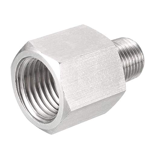 DXZXDJIU Sourcing map Reduzieradapter for Rohrverschraubungen aus Edelstahl – weiblich for Wasser-, Öl-, Luftdruckmessgerät(1/8 NPT x 1/4 G) von DXZXDJIU