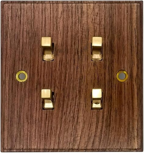 Messing Hebel Kippschalter Licht, Massivholz Schal Luxus-Wandschalter for den Haushalt, ein offener, doppelter, manueller Lichtschalter mit Lichtsteuerung, einfacher 86-Wand-Typ-Kippschalter(4 Gang) von DXZXDJIU