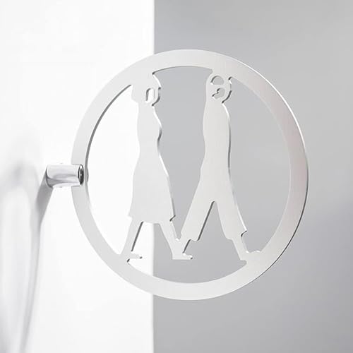Badezimmerschild, Toilettentürschilder, Toilettenschild for Männer und Frauen, Badezimmerschild-Dekoration aus Aluminiumlegierung, runde Toilettenbeschilderung for Büros, Unternehmen und Restaurants(C von DXchfuw