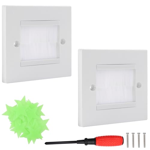 DXiongW 2 Stück Unterputzdosen Abdeckung Kabeldurchführung Blende 85 x 85mm Wandauslassdose Deckel mit Weiß Nylon Bürste Kabelauslassdose Unterputz Wandplatte aus Kunststoff für Multimedia TV Kabel von DXiongW