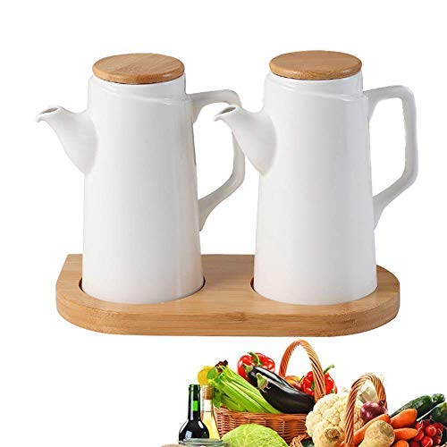DYB Ölspender für Küche, weiße Keramiköl- und Essigflasche / -Spender - 2er-Set, 500 ml Olivenölspenderflaschen Gewürzbehälter mit Stopfen DYB Ölspender für Küche, weiße Keramiköl- und Essigflasche / -Spender - 2er-Set, 500 ml Olivenölspenderflaschen Gewürzbehälter mit Stopfen von DYB