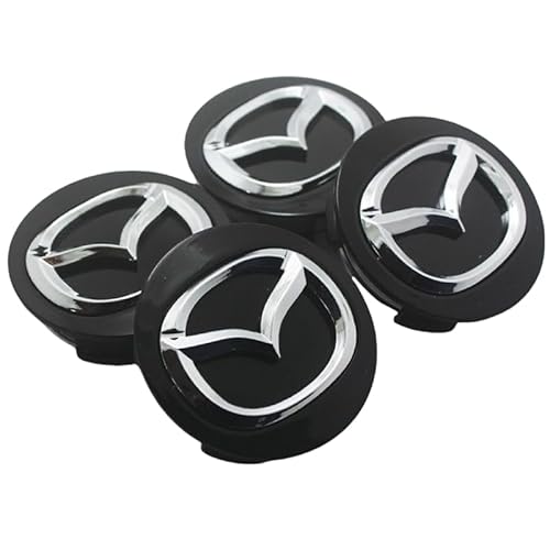 DYBHSD Auto Nabendeckel für Mazda 2 2014-2022, Radnabenabdeckung Felgenkappen Radnabenkappen Felgendeckel Nabenkappen Radkappen für Autoräder mit Logo Zubehör 4 Stück,56mm-Short Feet-Black von DYBHSD