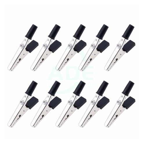 10 Stück 50 mm Kunststoffgriff-Prüfspitze, Metallclip-Anschluss, Batterie-Buchsenstecker(10PCS BLACK) von DYBOZSHF