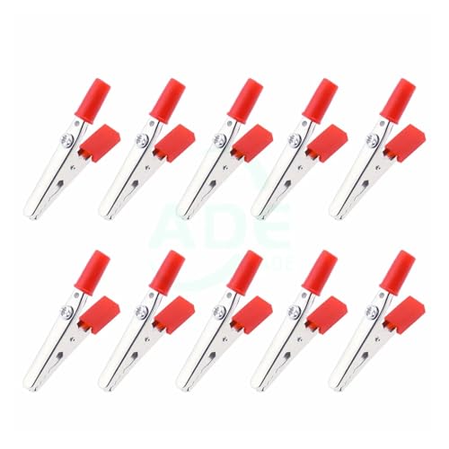 10 Stück 50 mm Kunststoffgriff-Prüfspitze, Metallclip-Anschluss, Batterie-Buchsenstecker(10PCS RED) von DYBOZSHF