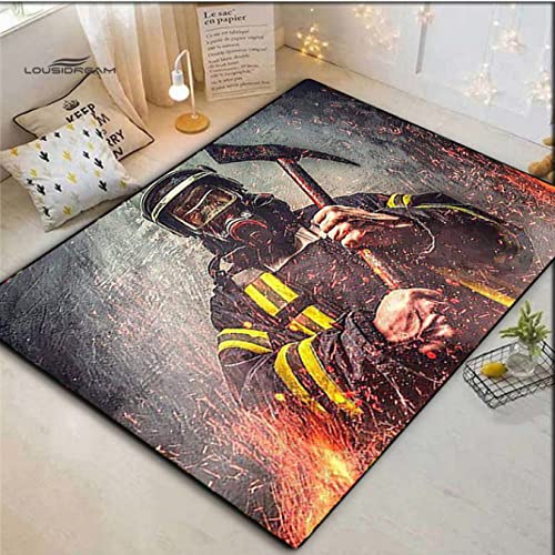 Feuerwehr Teppich Bodenmatte Teppich Wohnzimmer Teppich Schlafzimmer Teppich Home Anti-Rutsch-Teppich Fußmatte 80 * 120cm von DYBTPTOP