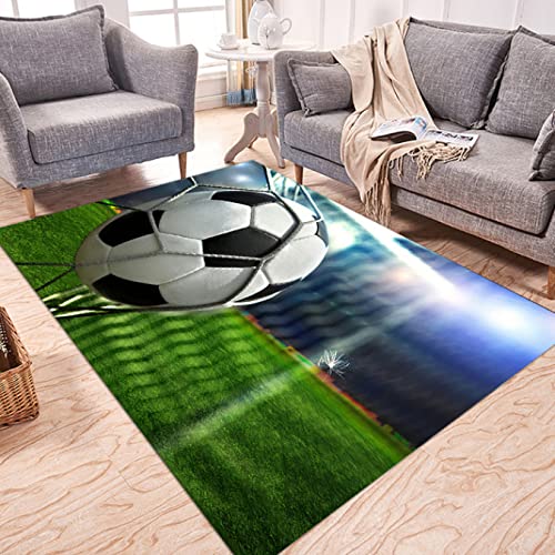Fußball Teppich für Schlafzimmer Kinder 3D drucken Fußball Boden Teppich Wohnzimmer Teppiche Anti-Rutsch Teppich Kriechmatte 120*160cm von DYBTPTOP