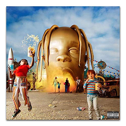 DYCUN Moderne HD-gedruckte Bilder Poster und Drucke Travis Scott Astroworld 2018 Rap Music Album Cover Kunst Poster Leinwand Malerei Wohnkultur Kein Rahmen (Size : 60x60 cm) von DYCUN