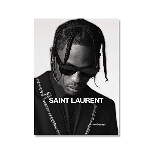 Leinwand Wand Kunst Druck Schwarz Weiß Travis Scott Music Star Rap Hip Hop Rapper Mode Model Kunst Malerei Leinwand Poster Wand Wohnkultur (Size : 50x70cm no Frame) von DYCUN