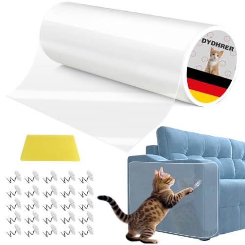 Kratzschutz Sofa Katze 20cmx5m-Kratzschutz Katze-Katzen Kratzschutz-Anti Kratz Folie für Katzen-Couch Schutz Katze für Möbel Couch Tür Wand Kratzabwehr Von Katzen Hunde mit 25 Spurlose Nägel-Spachtel von DYDHRER