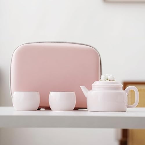 DYETEE Rosa Keramik Teetasse Teekanne Set Kung Fu Tee-Set handgemachte eingeklemmte Blume Teetasse Teekanne chinesische Tee-Set tragbare Reise Tee-Set von DYETEE