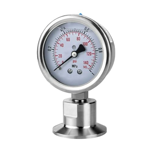 Manometer, 1,5" 2" Tri Clamp Edelstahl SS304 Manometer Mit SS316L Membrandruckmessgerät(Tri Clamp 50.5mm,-0.1-0.5MPa) von DYETEE