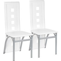 Haloyo 2er-Set Esszimmerstühle, Küchenstuhl mit PU-Sitz und Rückenlehne, Metallbeine, Weiß Haloyo 2er-Set Esszimmerstühle, Küchenstuhl mit PU-Sitz und Rückenlehne, Metallbeine, Weiß von DYHF