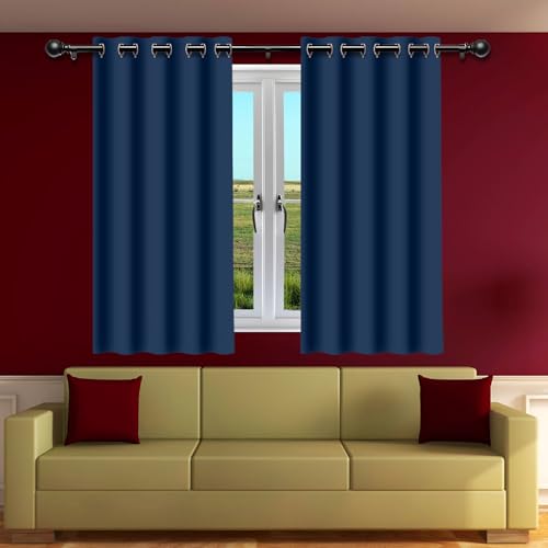 DYINDUN Vorhang Blickdicht mit Ösen 156 x 206 cm Dicker Stoff Thermovorhänge Gegen Kälte Gardinen mit Ösen Türvorhang Vielen Farben Und Größen für Schlafzimmer, Dunkelblau von DYINDUN