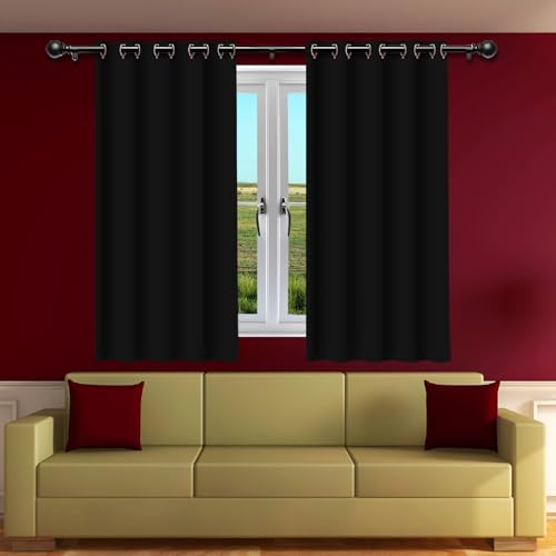 DYINDUN Vorhang Blickdicht mit Ösen 158 x 199 cm Dicker Stoff Thermovorhänge Gegen Kälte Gardinen mit Ösen Türvorhang Vielen Farben Und Größen für Schlafzimmer, Schwarz von DYINDUN