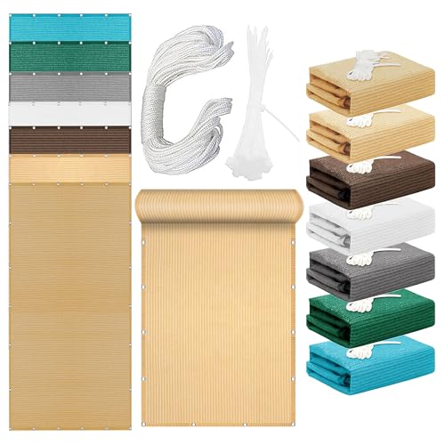 Sonnensegel Atmungsaktiv Rechteckig 340 x 440 cm Rechteckig Atmungsaktiv 98% UV Schutz Schattenspender Schattensegel Ohne Bohren mit Ösen Segeltuch für Terrasse Garten, Creme Farben von DYINDUN