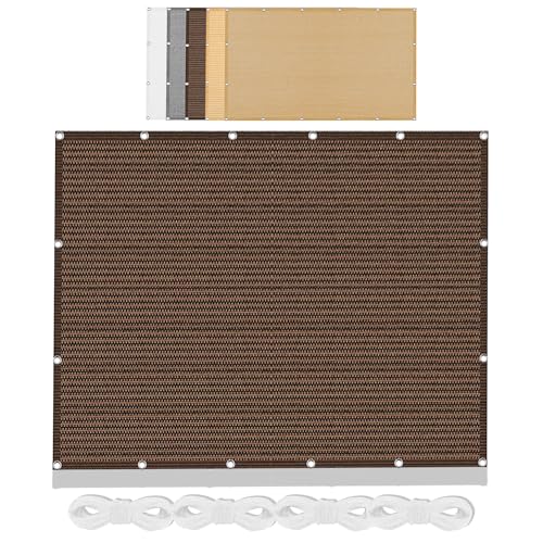 Sonnensegel Rechteckig 210 x 360 cm Rechteckig Atmungsaktiv Sonnenschutz Windschutz Segel Baldachin Segeltuch mit Ösen Ohne Bohren mit Seil für Balkon Terrasse, braun von DYINDUN