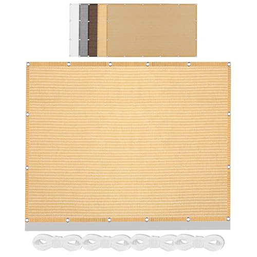Sonnensegel Rechteckig 220 x 330 cm Rechteckig Atmungsaktiv Sonnenschutz Windschutz Segel Baldachin Segeltuch mit Ösen Ohne Bohren mit Seil für Balkon Terrasse, Creme Farben von DYINDUN