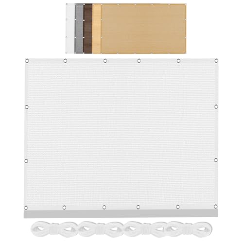 Sonnensegel Rechteckig 430 x 470 cm Rechteckig Atmungsaktiv Sonnenschutz Windschutz Segel Baldachin Segeltuch mit Ösen Ohne Bohren mit Seil für Balkon Terrasse, Weiß von DYINDUN