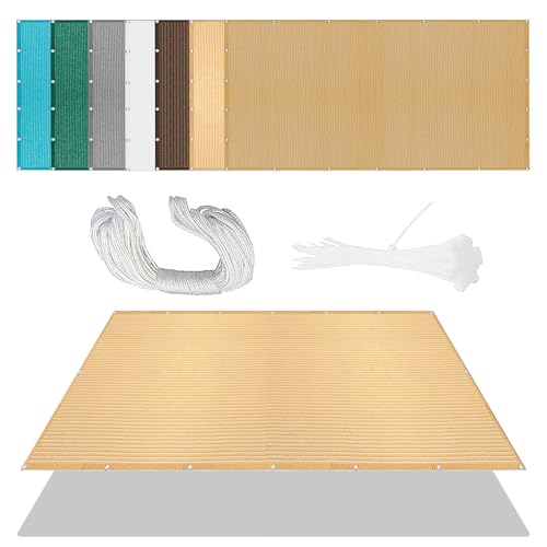 Sonnensegel Rechteckig 441 x 471 cm Rechteckig Atmungsaktiv 98% UV Schutz Nach Maß mit Ösen mit Ösen Ohne Bohren mit Seil für Patio Hinterhof Rasengarten, Creme Farben von DYINDUN