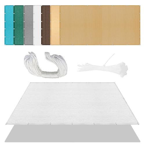 Sonnensegel Rechteckig 458 x 484 cm Rechteckig Atmungsaktiv 98% UV Schutz Nach Maß mit Ösen mit Ösen Ohne Bohren mit Seil für Patio Hinterhof Rasengarten, Weiß von DYINDUN