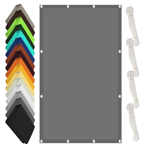 Sonnensegel Sonnenschutz Windschutz 2.4 x 9 m Rechteckig Wasserdicht 98% UV Schutz Segeltuch mit Spannseilen mit Ösen für Garten Terrasse, Hellgrau von DYINDUN