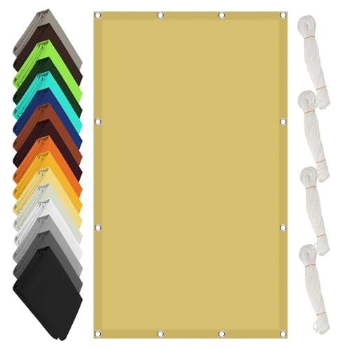 Sonnensegel Sonnenschutz Windschutz 8 x 9 m Rechteckig Wasserdicht 98% UV Schutz Segeltuch mit Spannseilen mit Ösen für Garten Terrasse, Creme Farben von DYINDUN