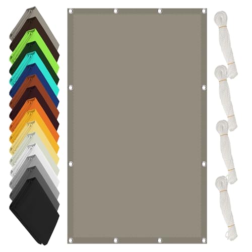 Sonnensegel Sonnenschutz Windschutz 9 x 10 m Rechteckig Wasserdicht 98% UV Schutz Segeltuch mit Spannseilen mit Ösen für Garten Terrasse, Khaki von DYINDUN