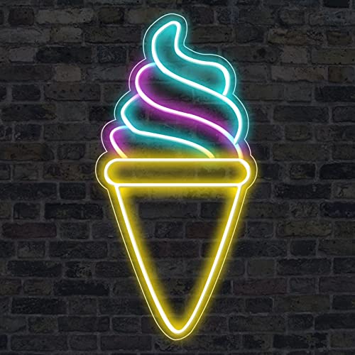 Eiscreme-Leuchtreklame mit Acrylplatte Powered Ice Cream Wall Neon Decor Sign Custom Ice Cream Shop Store Decor (EIN,FARBE2) von DYJD