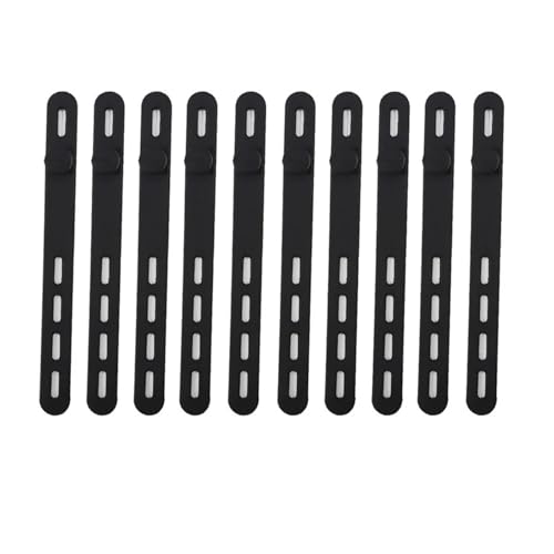 10 Stück bunte Silikon-Kabelbinder, verstellbar, wiederverwendbar, strapazierfähig, Kabel-Organizer-Management for Befestigen von Kabeln und Drähten(Black) von DYJLPP