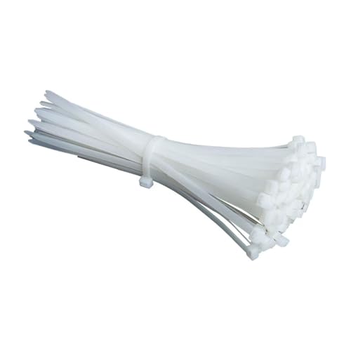 100 STÜCKE Weiß Milch Kabel Draht Kabelbinder Selbstsichernde Nylon Kabelbinder(4x200mm) von DYJLPP