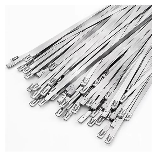 100 Stück Edelstahl-Kabelbinder 4,6 mm, strapazierfähig, selbstsichernd, Mehrzweck-Metall-Auspuff-Wrap-Verriegelungsbinder(4.6x450mm) von DYJLPP