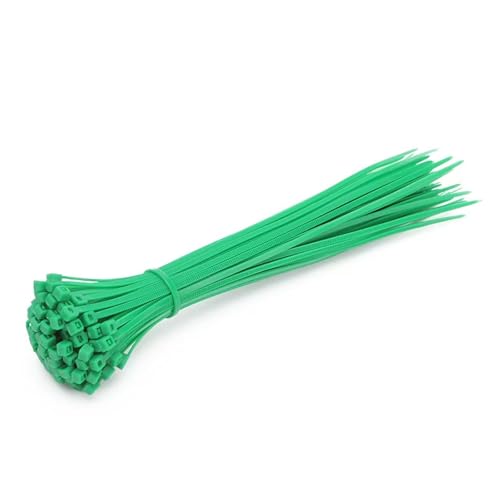 100 Stück Kabelbinder in verschiedenen Farben, mehrfarbige selbstsichernde aus Nylon, for Zuhause, Büro, Garten, Garage, Werkstatt(Green,4x250mm) von DYJLPP